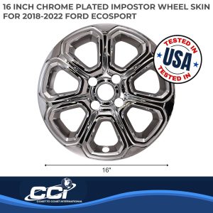 Coast to Coast Wheel Skin, Impostor ®, 16 Inch, 7 Spokes, Snap-On, Plated, Chrome, ABS Plastic, Set of 4, Fits Over and Into OEM Wheel – IWCIMP456X