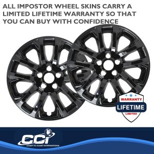 Coast to Coast Wheel Skin, Impostor ®, 17 Inch, 5 Double Spokes, Snap-On, Painted, Gloss Black, ABS Plastic, Set of 4 – IMP457BLK