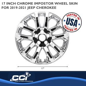 Coast to Coast Wheel Skin, Impostor ®, 17 Inch, 5 Double Spokes, Snap-On, Plated, Chrome, ABS Plastic, Set of 4 – IMP457X