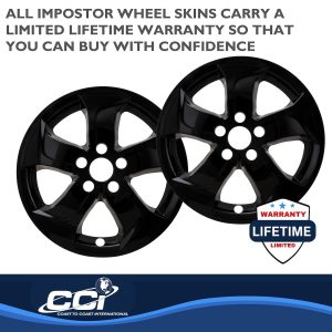 Coast to Coast Wheel Skin, Impostor ®, 17 Inch, 5 Directional Single Spokes, Snap-On, Painted, Gloss Black, ABS Plastic, Set of 4 – IMP458BLK