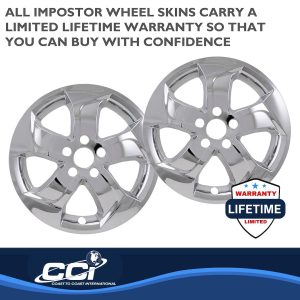 Coast to Coast Wheel Skin, Impostor ®, 17 Inch, 5 Directional Single Spokes, Snap-On, Plated, Chrome, ABS Plastic, Set of 4 – IMP458X