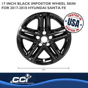 Coast to Coast Wheel Skin, Impostor ®, 17 Inch, 5 Split Spokes, Snap-On, Painted, Gloss Black, ABS Plastic, Set of 4 – IMP460BLK
