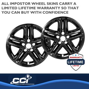 Coast to Coast Wheel Skin, Impostor ®, 17 Inch, 5 Split Spokes, Snap-On, Painted, Gloss Black, ABS Plastic, Set of 4 – IMP460BLK