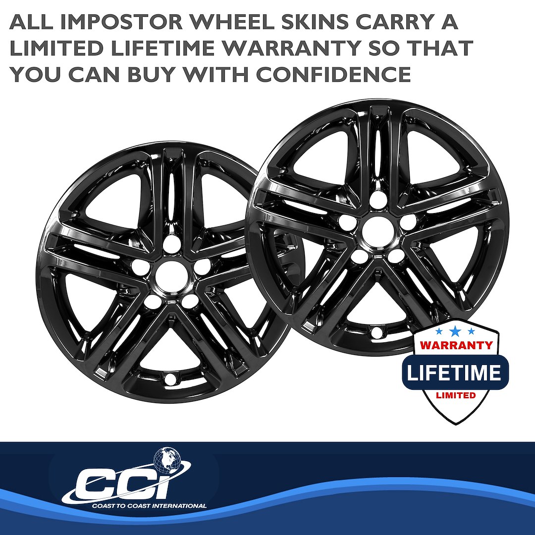 Coast to Coast Wheel Skin, Impostor ®, 17 Inch, 5 Split Spokes, Snap-On, Painted, Gloss Black, ABS Plastic, Set of 4 – IMP460BLK