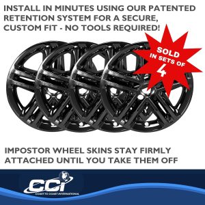 Coast to Coast Wheel Skin, Impostor ®, 17 Inch, 5 Split Spokes, Snap-On, Painted, Gloss Black, ABS Plastic, Set of 4 – IMP460BLK