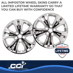 Coast to Coast Wheel Skin, Impostor ®, 18 Inch, 5 Split Spokes, Snap-On, Plated, Chrome, ABS Plastic, Set of 4 – IWCIMP461X
