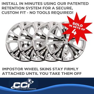 Coast to Coast Wheel Skin, Impostor ®, 18 Inch, 5 Split Spokes, Snap-On, Plated, Chrome, ABS Plastic, Set of 4 – IWCIMP461X