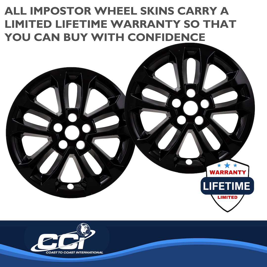 Coast to Coast Wheel Skin, Impostor ®, 17 Inch, 5 Split Spokes, Snap-On, Painted, Gloss Black, ABS Plastic, Set of 4 – IWCIMP462BLK