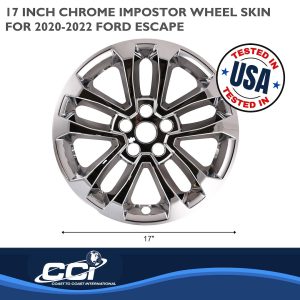 Coast to Coast Wheel Skin, Impostor ®, 17 Inch, 5 Split Spokes, Snap-On, Plated, Chrome, ABS Plastic, Set of 4 – IWCIMP462X