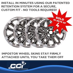 Coast to Coast Wheel Skin, Impostor ®, 17 Inch, 5 Split Spokes, Snap-On, Plated, Chrome, ABS Plastic, Set of 4 – IWCIMP462X