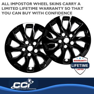 Coast to Coast Wheel Skin, Impostor ®, 16 Inch, 5 Double Spokes, Snap-On, Painted, Gloss Black, ABS Plastic, Set of 4 – IMP465BLK