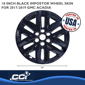 Coast to Coast Wheel Skin, Impostor ®, 18 Inch, 5 Double Spokes, Snap-On, Painted, Gloss Black, ABS Plastic, Set of 4 – IMP466BLK