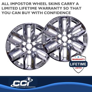 Coast to Coast Wheel Skin, Impostor ®, 18 Inch, 5 Double Spokes, Snap-On, Plated, Chrome, ABS Plastic, Set of 4 – IMP466X