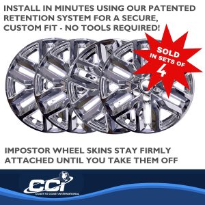 Coast to Coast Wheel Skin, Impostor ®, 18 Inch, 5 Double Spokes, Snap-On, Plated, Chrome, ABS Plastic, Set of 4 – IMP466X