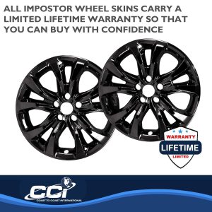 Coast to Coast Wheel Skin, Impostor ®, 18 Inch, 5 Double Spokes, Snap-On, Painted, Gloss Black, ABS Plastic, Set of 4 – IMP467BLK