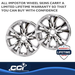 Coast to Coast Wheel Skin, Impostor ®, 18 Inch, 5 Double Spokes, Snap-On, Plated, Chrome, ABS Plastic, Set of 4 – IMP467X