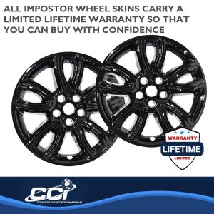 Coast to Coast Wheel Skin, Impostor ®, 18 Inch, 5 U Spokes, Snap-On, Painted, Gloss Black, ABS Plastic, Set of 4 – IMP468BLK