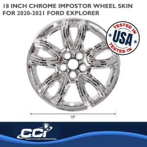 Coast to Coast Wheel Skin, Impostor ®, 18 Inch, 5 U Spokes, Snap-On, Plated, Chrome, ABS Plastic, Set of 4 – IMP468X