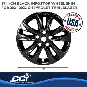 Coast to Coast Wheel Skin, Impostor ®, 17 Inch, 5 Double Spokes, Snap-On, Painted, Gloss Black, ABS Plastic, Set of 4 – IMP469BLK