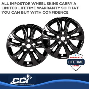 Coast to Coast Wheel Skin, Impostor ®, 17 Inch, 5 Double Spokes, Snap-On, Painted, Gloss Black, ABS Plastic, Set of 4 – IMP469BLK