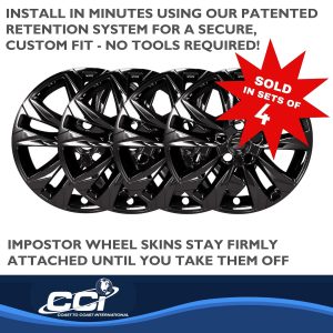 Coast to Coast Wheel Skin, Impostor ®, 17 Inch, 5 Double Spokes, Snap-On, Painted, Gloss Black, ABS Plastic, Set of 4 – IMP469BLK