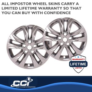 Coast to Coast Wheel Skin, Impostor ®, 17 Inch, 5 Double Spokes, Snap-On, Plated, Chrome, ABS Plastic, Set of 4 – IMP469X