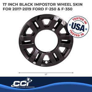 Coast to Coast Wheel Skin, Impostor ®, 17 Inch, 6 Split Spokes, Snap-On, Painted, Gloss Black, ABS Plastic, Set of 4 – IMP470BLK