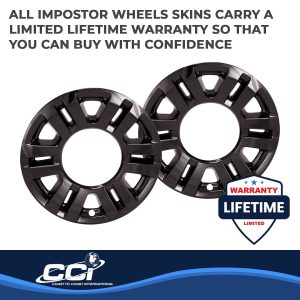 Coast to Coast Wheel Skin, Impostor ®, 17 Inch, 6 Split Spokes, Snap-On, Painted, Gloss Black, ABS Plastic, Set of 4 – IMP470BLK