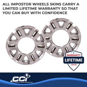 Coast to Coast Wheel Skin, Impostor ®, 18 Inch, 6 Split Spokes, Snap-On, Plated, Chrome, ABS Plastic, Set of 4, Fits Over and Into OEM Wheel – IMP470X