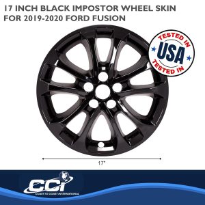 Coast to Coast Wheel Skin, Impostor ®, 17 Inch, 5 Double Spokes, Snap-On, Painted, Gloss Black, ABS Plastic, Set of 4 – IMP471BLK
