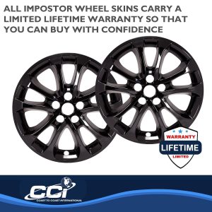 Coast to Coast Wheel Skin, Impostor ®, 17 Inch, 5 Double Spokes, Snap-On, Painted, Gloss Black, ABS Plastic, Set of 4 – IMP471BLK