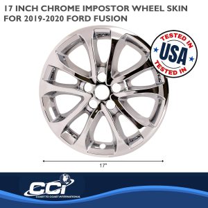Coast to Coast Wheel Skin, Impostor ®, 17 Inch, 5 Double Spokes, Snap-On, Plated, Chrome, ABS Plastic, Set of 4 – IMP471X