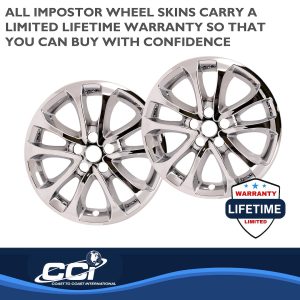 Coast to Coast Wheel Skin, Impostor ®, 17 Inch, 5 Double Spokes, Snap-On, Plated, Chrome, ABS Plastic, Set of 4 – IMP471X