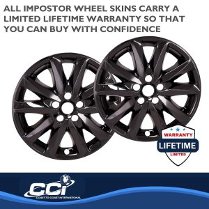 Coast to Coast Wheel Skin, Impostor ®, 18 Inch, 5 Double Spokes, Snap-On, Painted, Gloss Black, ABS Plastic, Set of 4 – IMP473BLK