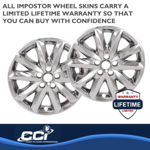 Coast to Coast Wheel Skin, Impostor ®, 18 Inch, 5 Double Spokes, Snap-On, Plated, Chrome, ABS Plastic, Set of 4 – IMP473X