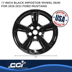 Coast to Coast Wheel Skin, Impostor ®, 17 Inch, 5 Spokes, Snap-On, Painted, Gloss Black, ABS Plastic, Set of 4 – IMP474BLK
