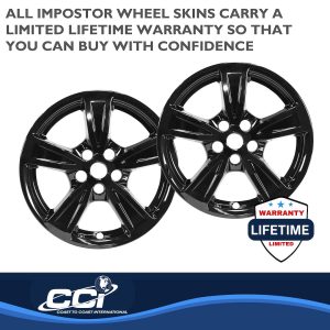 Coast to Coast Wheel Skin, Impostor ®, 17 Inch, 5 Spokes, Snap-On, Painted, Gloss Black, ABS Plastic, Set of 4 – IMP474BLK