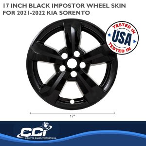 Coast to Coast Wheel Skin, Impostor ®, 17 Inch, 5 Spokes, Snap-On, Painted, Gloss Black, ABS Plastic, Set of 4 – IMP475BLK