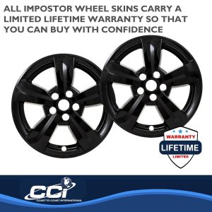 Coast to Coast Wheel Skin, Impostor ®, 17 Inch, 5 Spokes, Snap-On, Painted, Gloss Black, ABS Plastic, Set of 4 – IMP475BLK