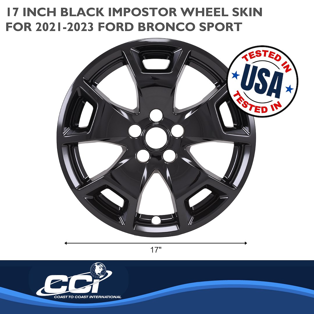 Coast to Coast Wheel Skin, Impostor ®, 17 Inch, 5 Y Spokes, Snap-On, Painted, Gloss Black, ABS Plastic, Set of 4 – IMP476BLK