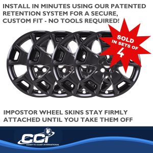 Coast to Coast Wheel Skin, Impostor ®, 17 Inch, 5 Y Spokes, Snap-On, Painted, Gloss Black, ABS Plastic, Set of 4 – IMP476BLK