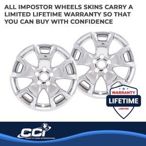 Coast to Coast Wheel Skin, Impostor ®, 17 Inch, 5 Y Spokes, Snap-On, Chrome Plated, Silver, ABS Plastic, Set of 4 – IMP476X