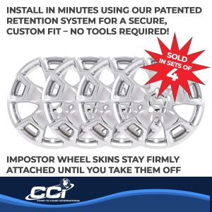 Coast to Coast Wheel Skin, Impostor ®, 17 Inch, 5 Y Spokes, Snap-On, Chrome Plated, Silver, ABS Plastic, Set of 4 – IMP476X