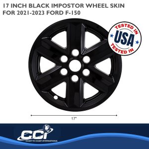 Coast to Coast Wheel Skin, Impostor ®, 17 Inch, 6 Spokes, Snap-On, Painted, Gloss Black, ABS Plastic, Set of 4 – IMP477BLK