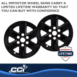 Coast to Coast Wheel Skin, Impostor ®, 17 Inch, 6 Spokes, Snap-On, Painted, Gloss Black, ABS Plastic, Set of 4 – IMP477BLK