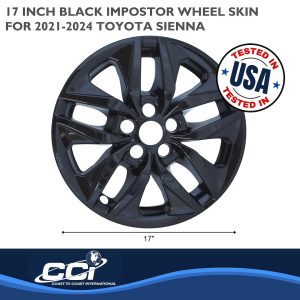 Coast to Coast Wheel Skin, Impostor ®, 17 Inch, 10 Spokes, Snap-On, Painted, Gloss Black, ABS Plastic, Set of 4 – IMP478BLK