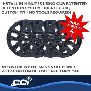 Coast to Coast Wheel Skin, Impostor ®, 17 Inch, 10 Spokes, Snap-On, Painted, Gloss Black, ABS Plastic, Set of 4 – IMP478BLK