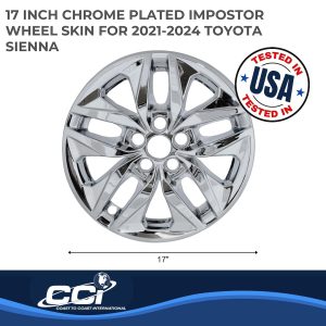 Coast to Coast Wheel Skin, Impostor ®, 17 Inch, 10 Spokes, Snap-On, Plated, Chrome, ABS Plastic, Set of 4, Fits Over and Into OEM Wheel – IMP478X