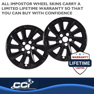 Coast to Coast Wheel Skin, Impostor ®, 17 Inch, 10 Directional Spokes, Snap-On, Painted, Gloss Black, ABS Plastic – IWCIMP479BLK