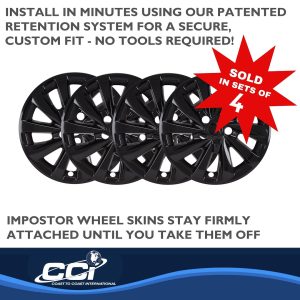 Coast to Coast Wheel Skin, Impostor ®, 17 Inch, 10 Directional Spokes, Snap-On, Painted, Gloss Black, ABS Plastic – IWCIMP479BLK